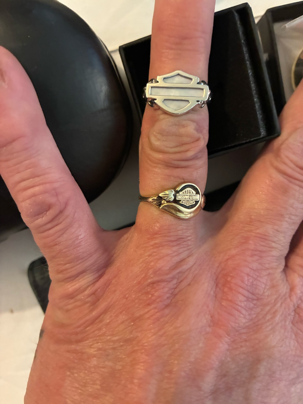 Silver Tone Statement Ring with Mother-of-Pearl Inlay